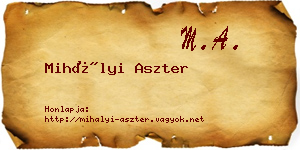 Mihályi Aszter névjegykártya